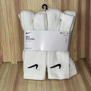 Nike Everyday Dri-Fit Crew Socks 6-Pack L White Size 8-12 Men SX7666-100